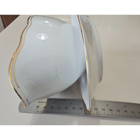 Bavaria Regency Gravy Boat Plate 16oz scallop edge gold trim Germany vtg Winterl - Picture 7 of 7